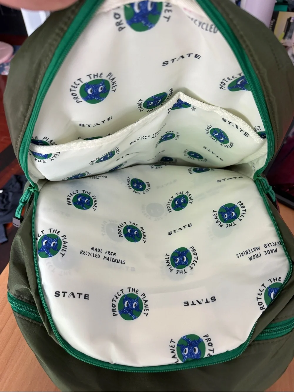 STATE Ripstop Kane Kids Travel Olive Diagonal Zipper Backpack